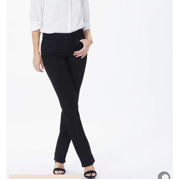 NYDJ Not Your Daughters Jeans Size 8P Black Marilyn Straight Jeans Stretchy - Picture 1 of 16